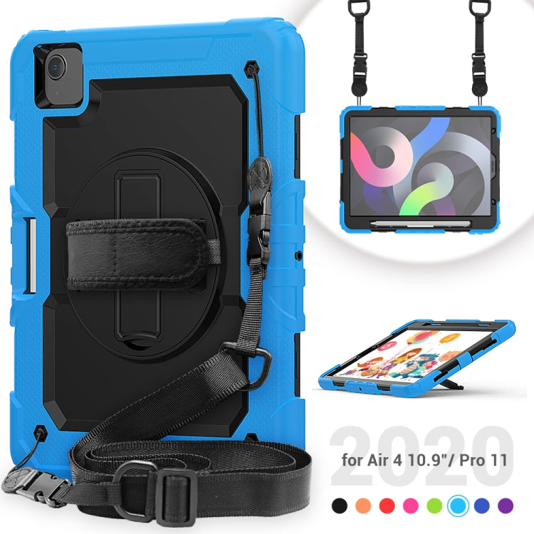 Shockproof Colorful Silicone + PC Protective Case with Holder & Shoulder Strap & Hand Strap & Pen Slot For iPad Air 2022 / 2020 10.9