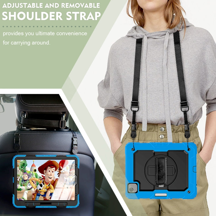 Shockproof Colorful Silicone + PC Protective Case with Holder & Shoulder Strap & Hand Strap & Pen Slot For iPad Air 2022 / 2020 10.9