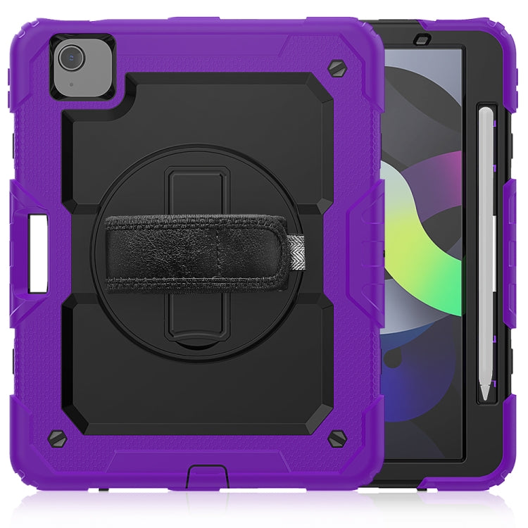 Shockproof Colorful Silicone + PC Protective Case with Holder & Shoulder Strap & Hand Strap & Pen Slot For iPad Air 2022 / 2020 10.9