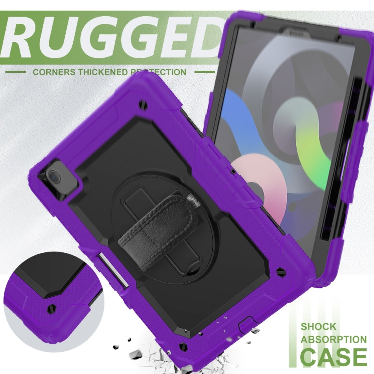 Shockproof Colorful Silicone + PC Protective Case with Holder & Shoulder Strap & Hand Strap & Pen Slot For iPad Air 2022 / 2020 10.9