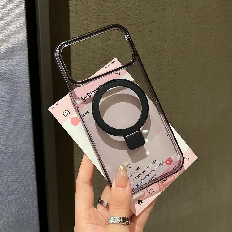 For iPhone 17 Pro Max Transparent Colorful Metal Ring Holder MagSafe Phone Case