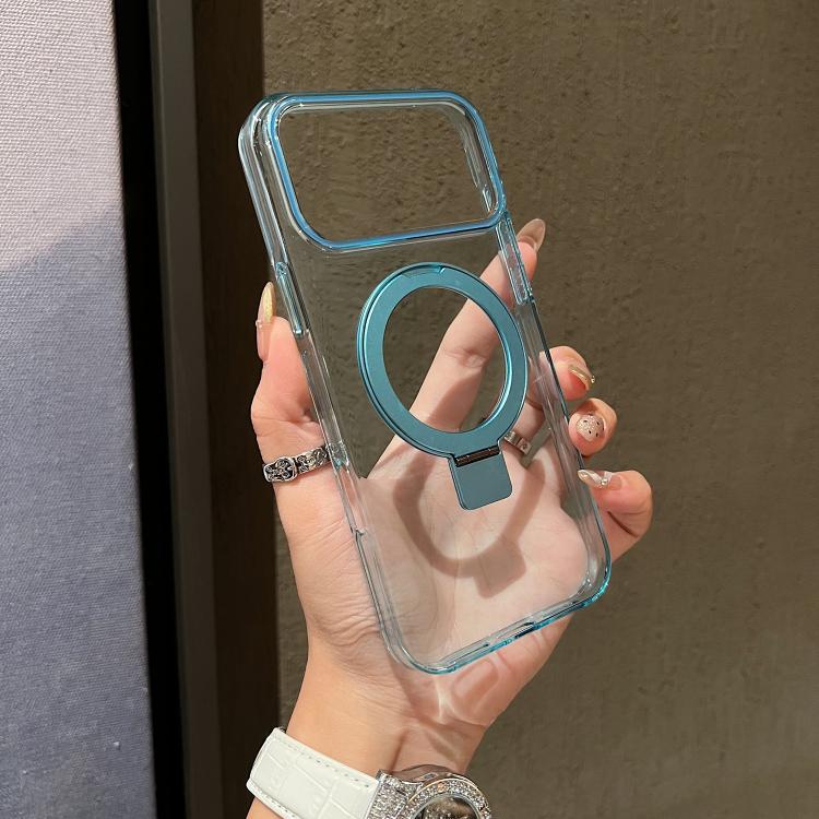 For iPhone 17 Pro Max Transparent Colorful Metal Ring Holder MagSafe Phone Case