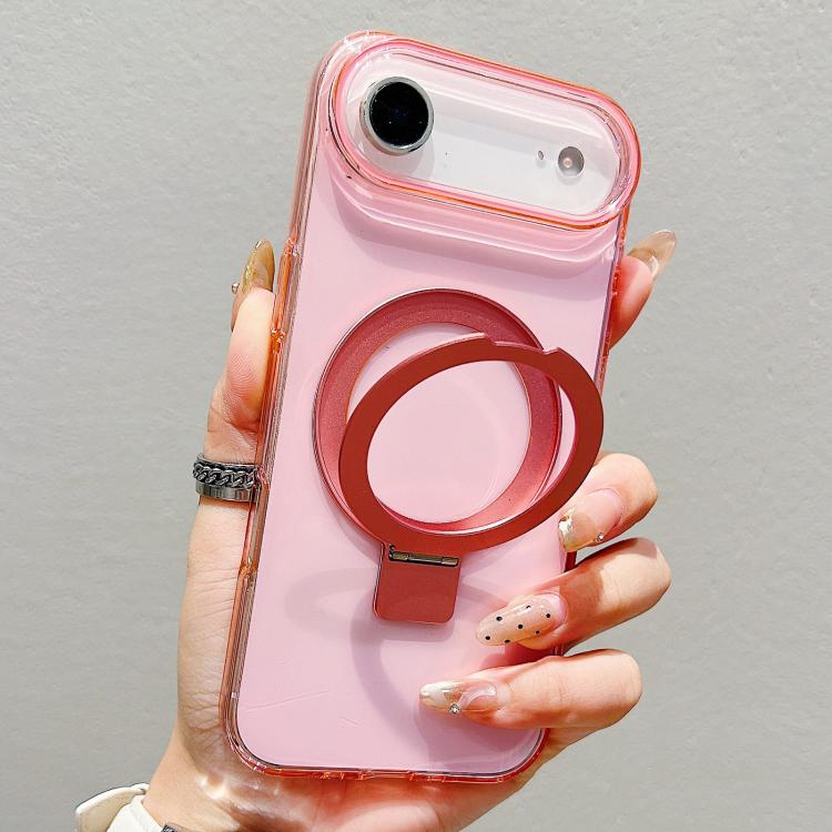 For iPhone Air Transparent Colorful Metal Ring Holder MagSafe Phone Case