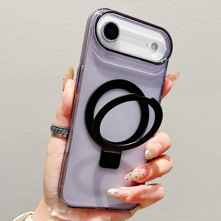 For iPhone Air Transparent Colorful Metal Ring Holder MagSafe Phone Case