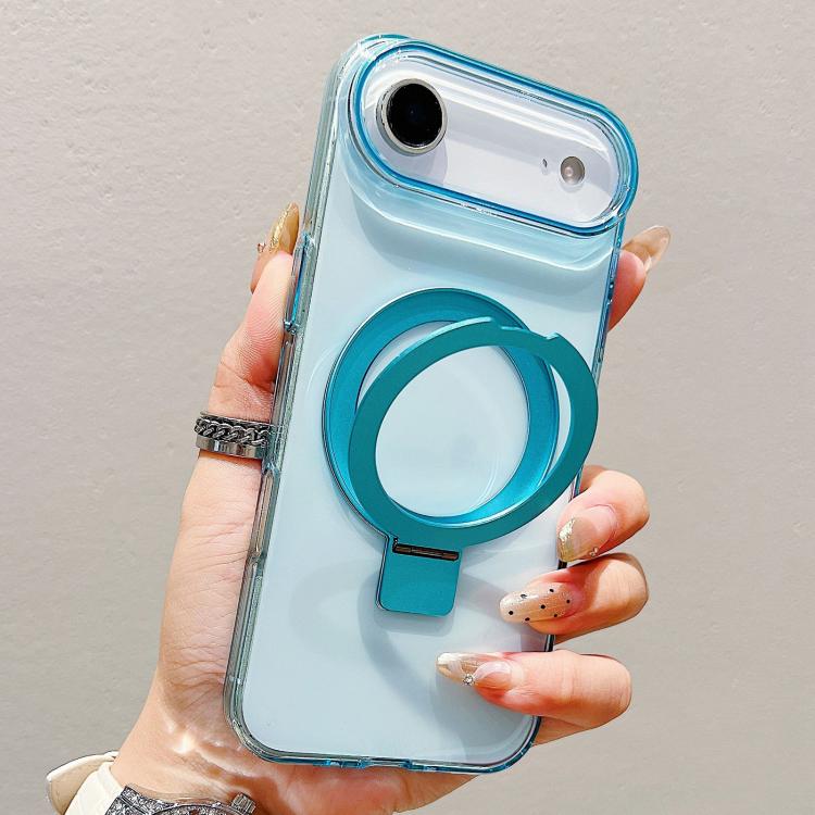 For iPhone Air Transparent Colorful Metal Ring Holder MagSafe Phone Case