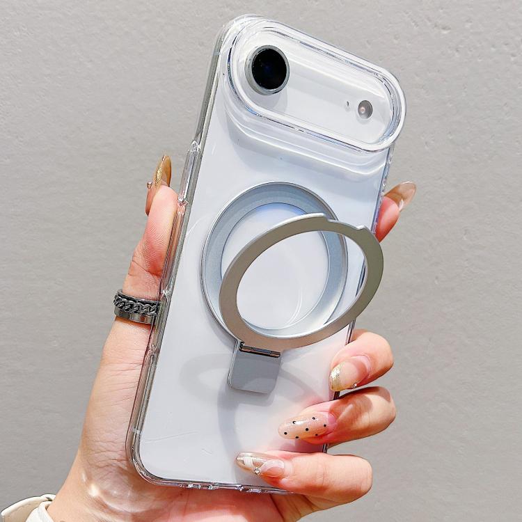 For iPhone Air Transparent Colorful Metal Ring Holder MagSafe Phone Case