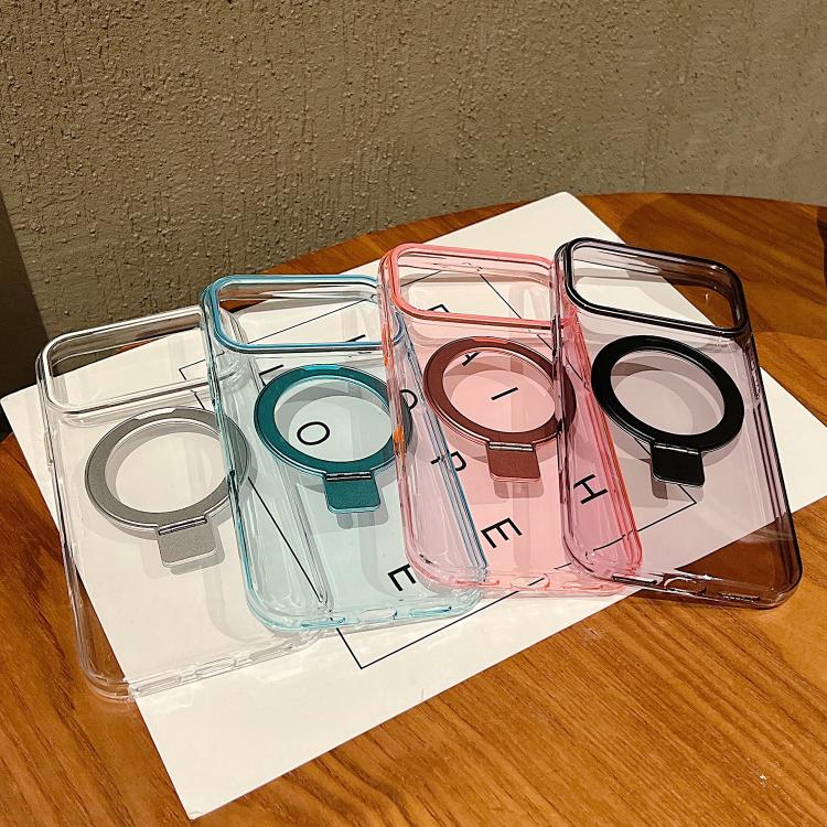 For iPhone Air Transparent Colorful Metal Ring Holder MagSafe Phone Case