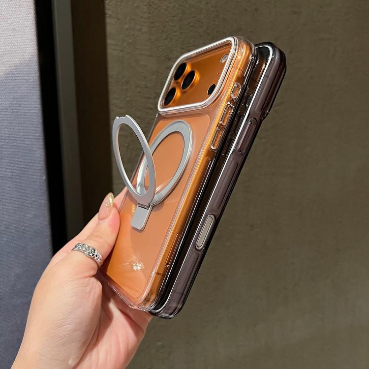 For iPhone Air Transparent Colorful Metal Ring Holder MagSafe Phone Case