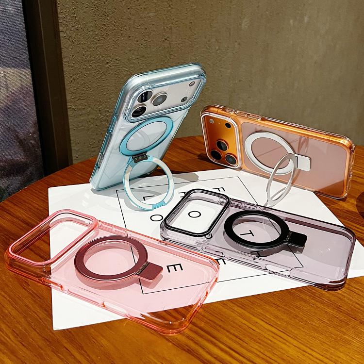 For iPhone Air Transparent Colorful Metal Ring Holder MagSafe Phone Case