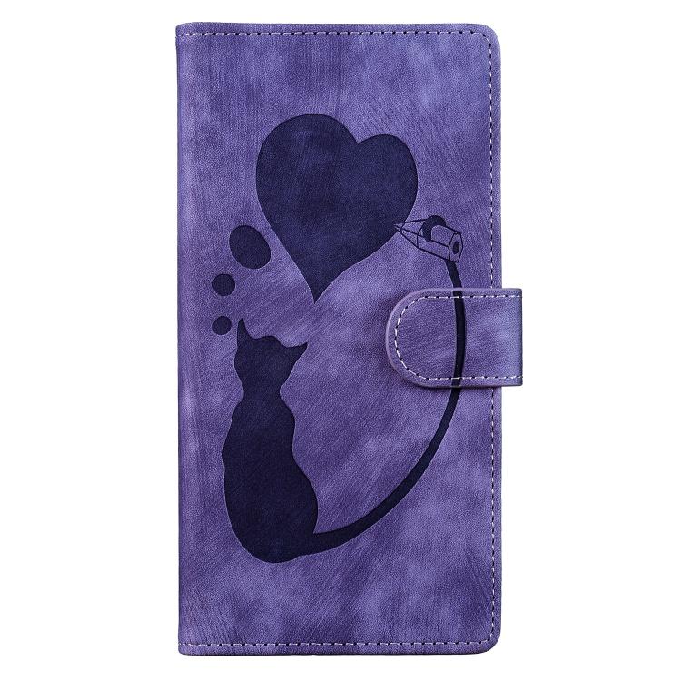 For Google Pixel 9 Pro XL / 10 Pro XL Pen Heart Cat Embossed Leather Phone Case