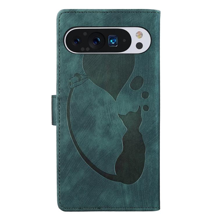 For Google Pixel 9 Pro XL / 10 Pro XL Pen Heart Cat Embossed Leather Phone Case