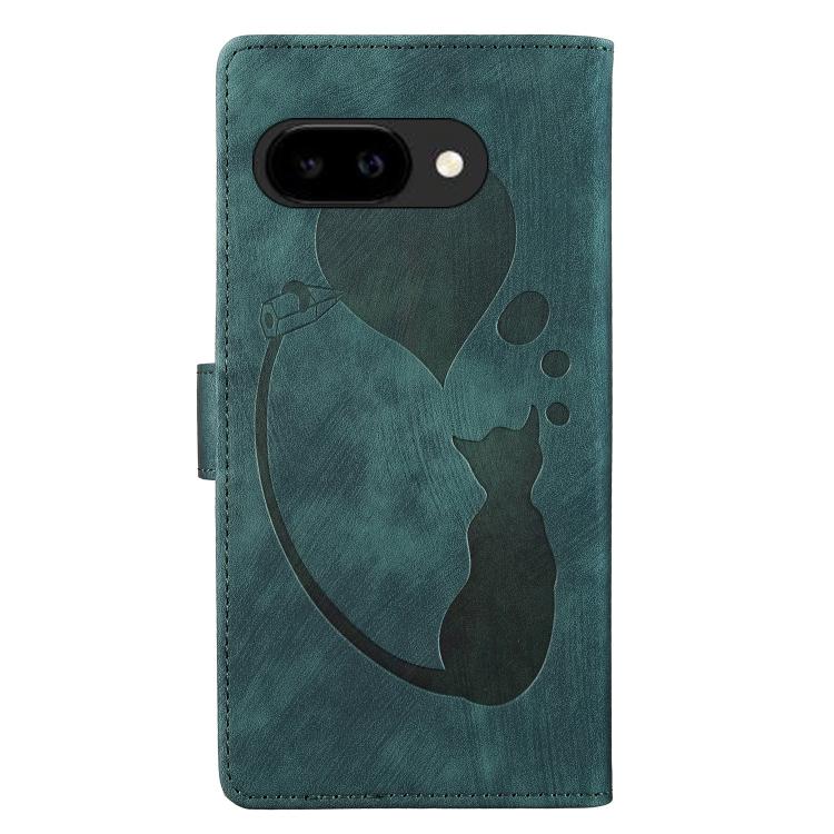 For Google Pixel 10a Pen Heart Cat Embossed Leather Phone Case