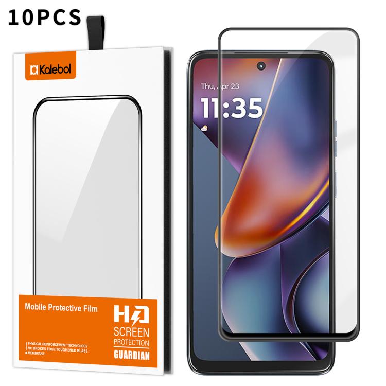 For Motorola Moto G 2025 10pcs Kalebol High-Aluminum Screen-Printed Full-Coverage Anti-Fingerprint Black-Bordered HD Tempered Glass Film