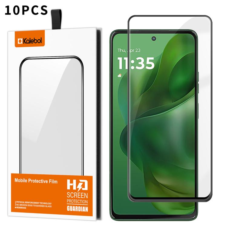 For Motorola Moto G Power 2025 10pcs Kalebol High-Aluminum Screen-Printed Full-Coverage Anti-Fingerprint Black-Bordered HD Tempered Glass Film