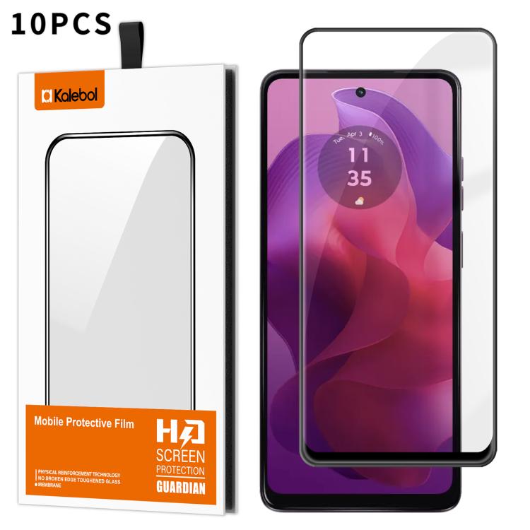 For Motorola Moto G24 10pcs Kalebol High-Aluminum Screen-Printed Full-Coverage Anti-Fingerprint Black-Bordered HD Tempered Glass Film