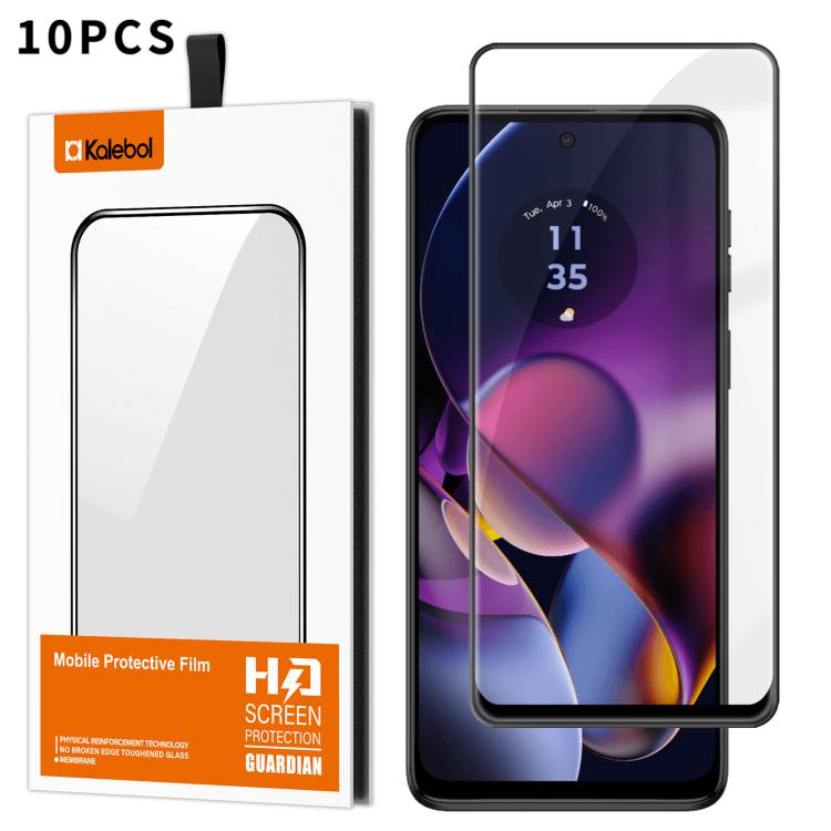 For Motorola Moto G54 10pcs Kalebol High-Aluminum Screen-Printed Full-Coverage Anti-Fingerprint Black-Bordered HD Tempered Glass Film