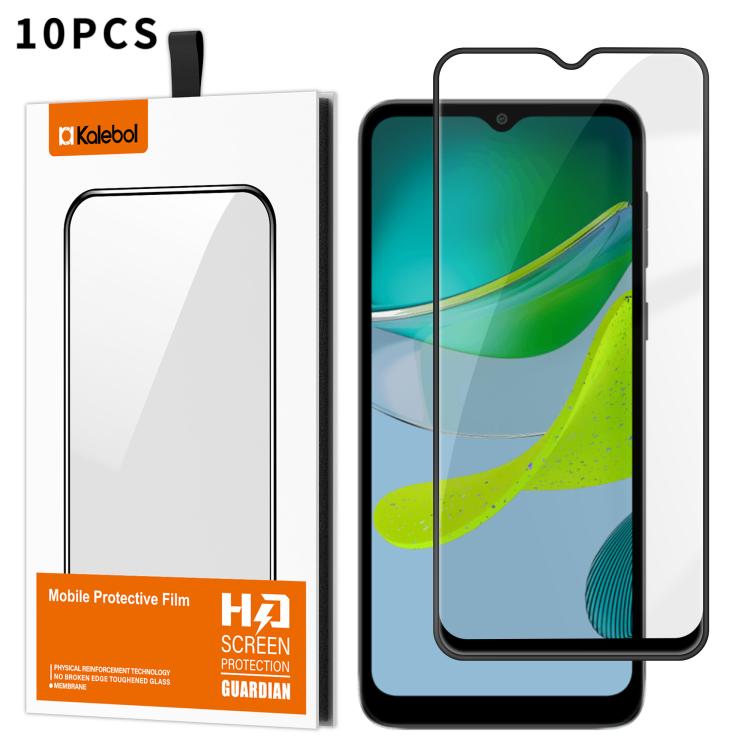 For Motorola Moto E13 10pcs Kalebol High-Aluminum Screen-Printed Full-Coverage Anti-Fingerprint Black-Bordered HD Tempered Glass Film