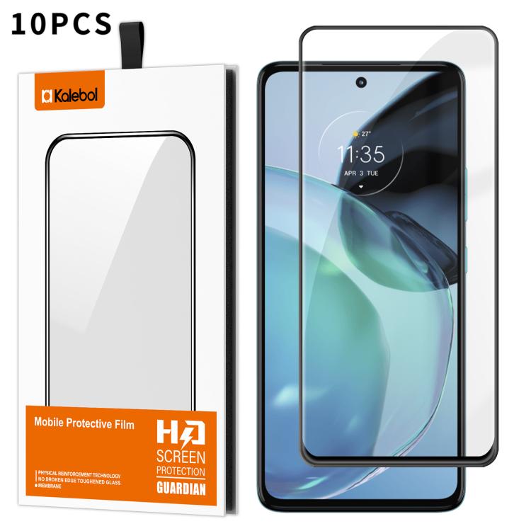 For Motorola Moto G72 10pcs Kalebol High-Aluminum Screen-Printed Full-Coverage Anti-Fingerprint Black-Bordered HD Tempered Glass Film