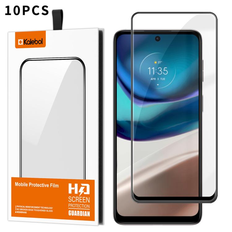 For Motorola Moto G42 10pcs Kalebol High-Aluminum Screen-Printed Full-Coverage Anti-Fingerprint Black-Bordered HD Tempered Glass Film