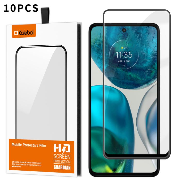 For Motorola Moto G52 10pcs Kalebol High-Aluminum Screen-Printed Full-Coverage Anti-Fingerprint Black-Bordered HD Tempered Glass Film