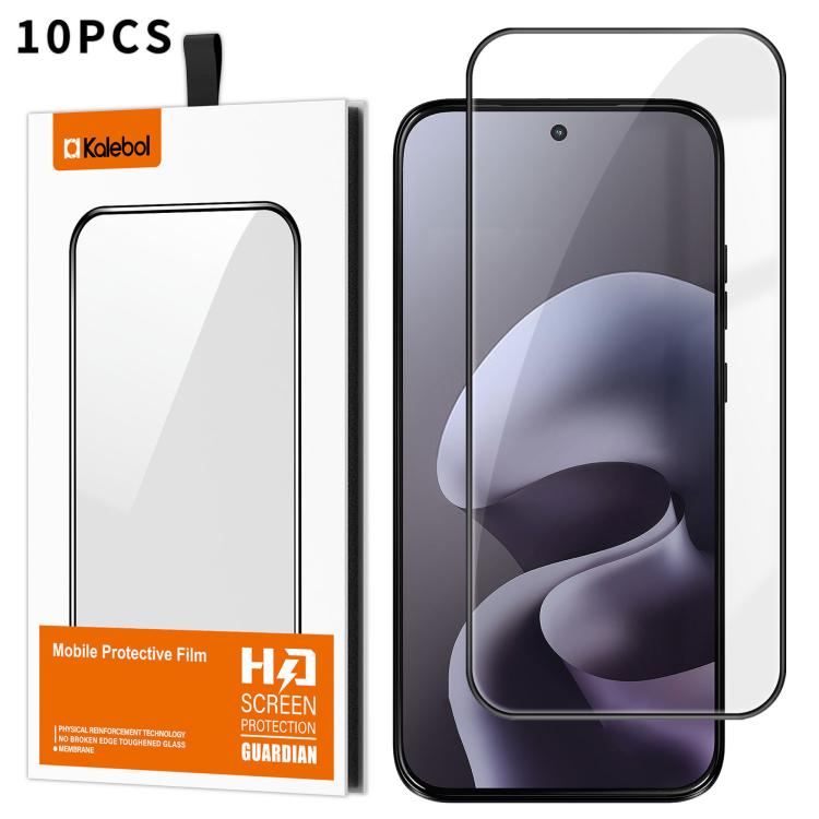 For Motorola Moto G67 5G 10pcs Kalebol High-Aluminum Screen-Printed Full-Coverage Anti-Fingerprint Black-Bordered HD Tempered Glass Film
