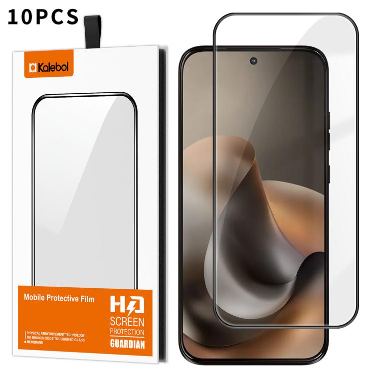 For Motorola Moto G77 5G 10pcs Kalebol High-Aluminum Screen-Printed Full-Coverage Anti-Fingerprint Black-Bordered HD Tempered Glass Film
