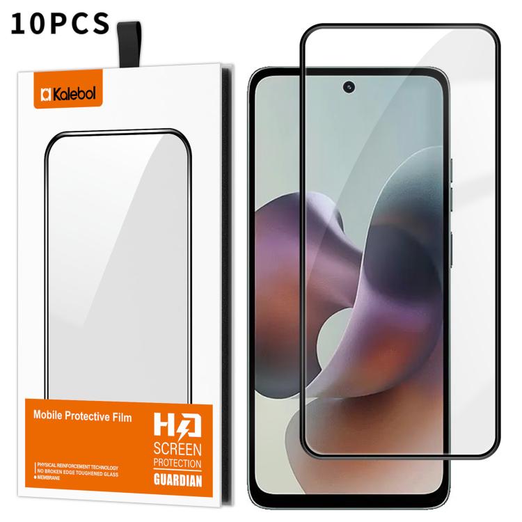 For Motorola Moto G36 5G 10pcs Kalebol High-Aluminum Screen-Printed Full-Coverage Anti-Fingerprint Black-Bordered HD Tempered Glass Film