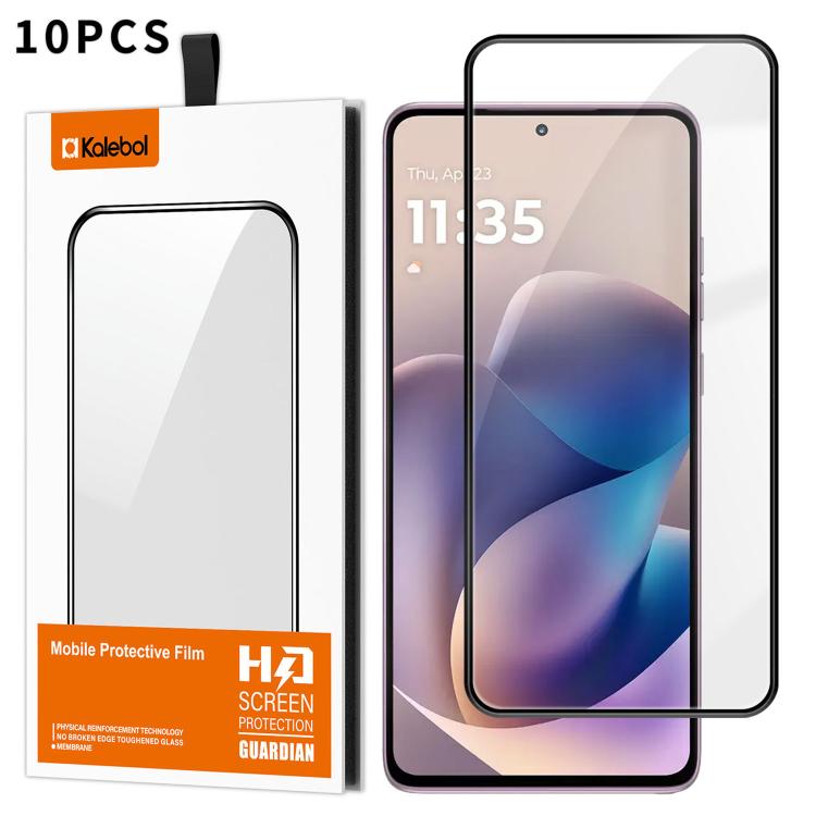 For Motorola Moto G Stylus 5G 2026 10pcs Kalebol High-Aluminum Screen-Printed Full-Coverage Anti-Fingerprint Black-Bordered HD Tempered Glass Film