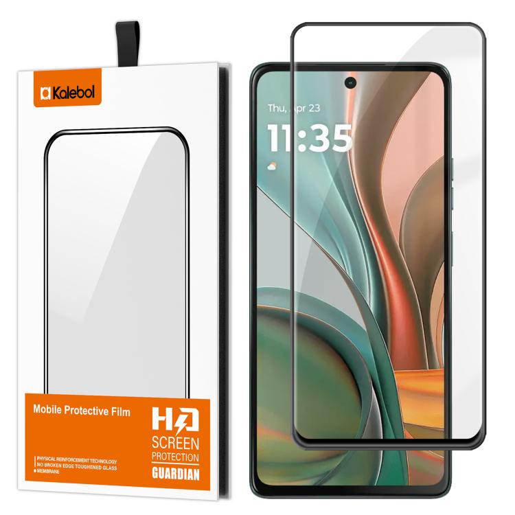 For Motorola Moto G75 5G Kalebol High-Aluminum Screen-Printed Full-Coverage Anti-Fingerprint Black-Bordered HD Tempered Glass Film