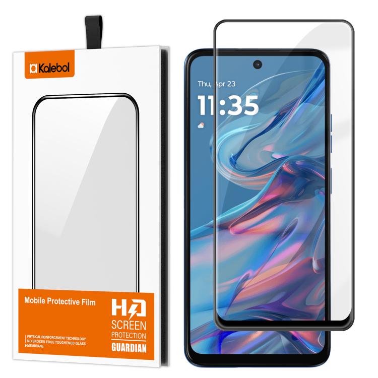 For Motorola Moto G45 5G Kalebol High-Aluminum Screen-Printed Full-Coverage Anti-Fingerprint Black-Bordered HD Tempered Glass Film