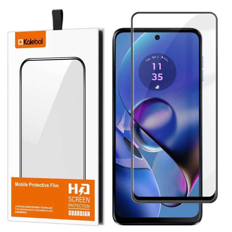 For Motorola Moto G64 5G Kalebol High-Aluminum Screen-Printed Full-Coverage Anti-Fingerprint Black-Bordered HD Tempered Glass Film