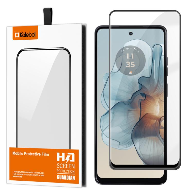 For Motorola Moto G24 Power Kalebol High-Aluminum Screen-Printed Full-Coverage Anti-Fingerprint Black-Bordered HD Tempered Glass Film