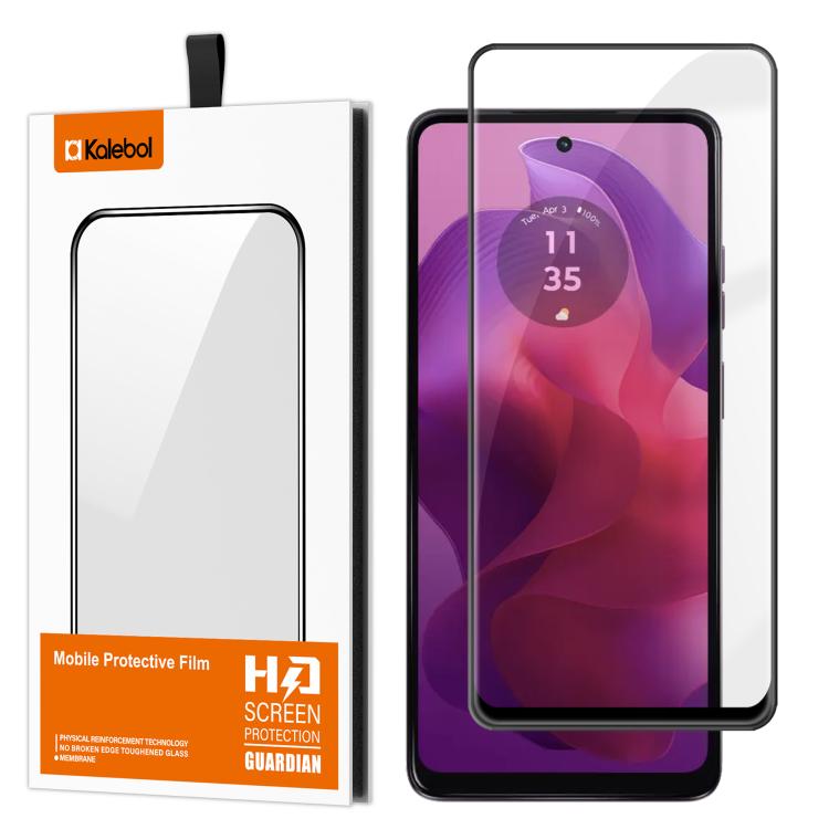 For Motorola Moto G24 Kalebol High-Aluminum Screen-Printed Full-Coverage Anti-Fingerprint Black-Bordered HD Tempered Glass Film