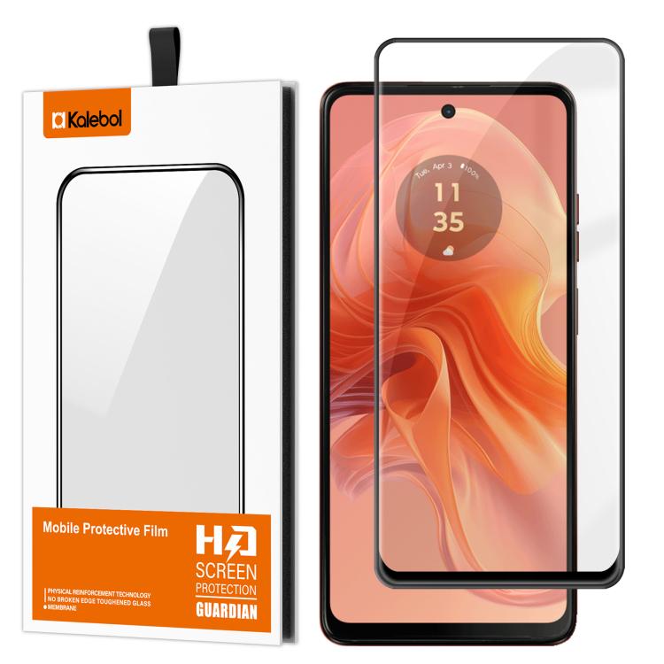 For Motorola Moto G04 Kalebol High-Aluminum Screen-Printed Full-Coverage Anti-Fingerprint Black-Bordered HD Tempered Glass Film