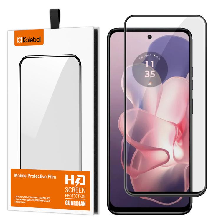 For Motorola Moto G Power 2024 5G Kalebol High-Aluminum Screen-Printed Full-Coverage Anti-Fingerprint Black-Bordered HD Tempered Glass Film