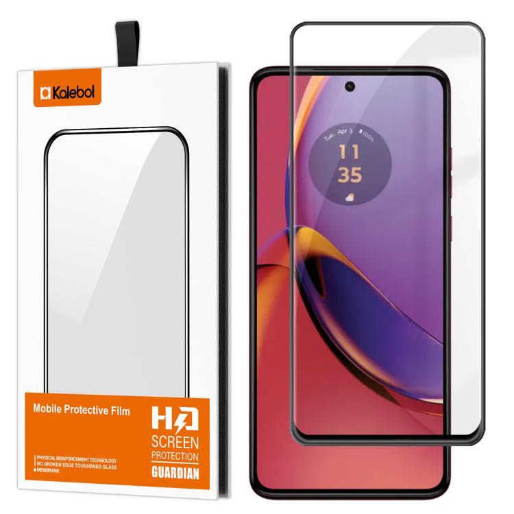 For Motorola Moto G84 Kalebol High-Aluminum Screen-Printed Full-Coverage Anti-Fingerprint Black-Bordered HD Tempered Glass Film
