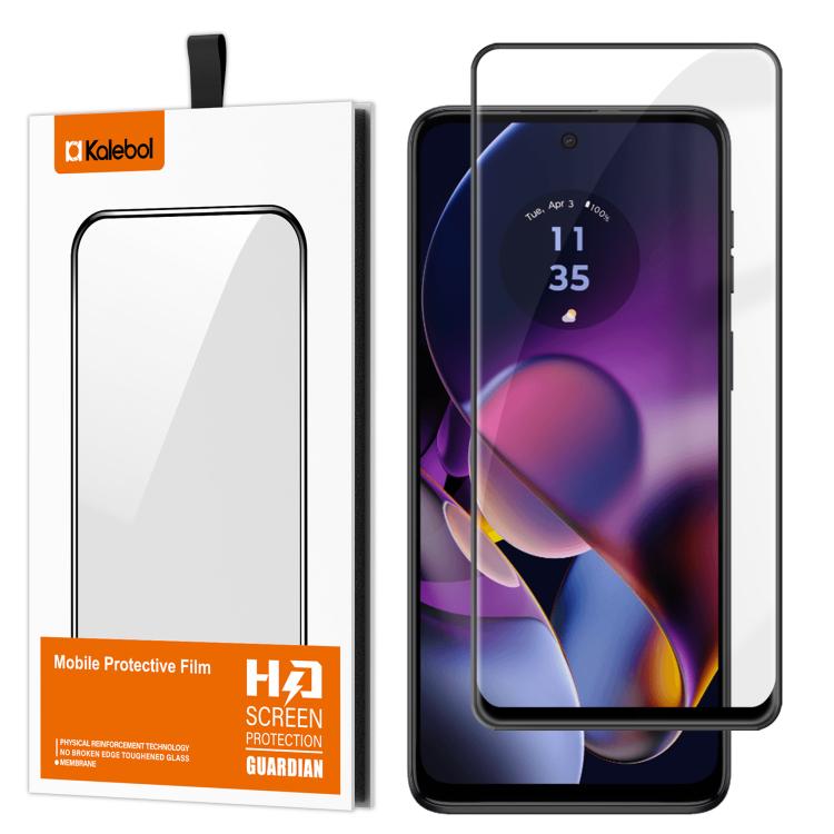 For Motorola Moto G54 Kalebol High-Aluminum Screen-Printed Full-Coverage Anti-Fingerprint Black-Bordered HD Tempered Glass Film