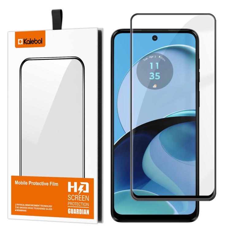 For Motorola Moto G14 Kalebol High-Aluminum Screen-Printed Full-Coverage Anti-Fingerprint Black-Bordered HD Tempered Glass Film