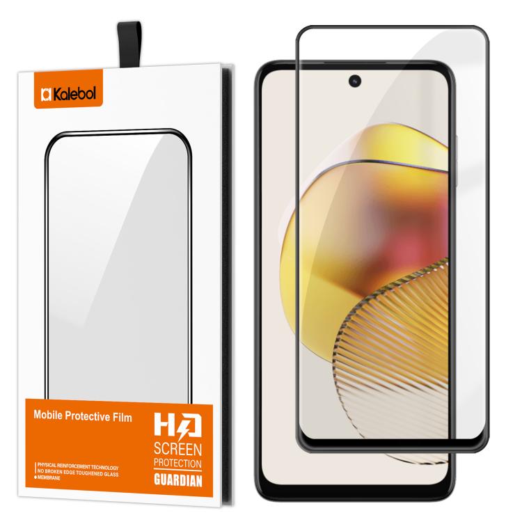 For Motorola Moto G73 Kalebol High-Aluminum Screen-Printed Full-Coverage Anti-Fingerprint Black-Bordered HD Tempered Glass Film