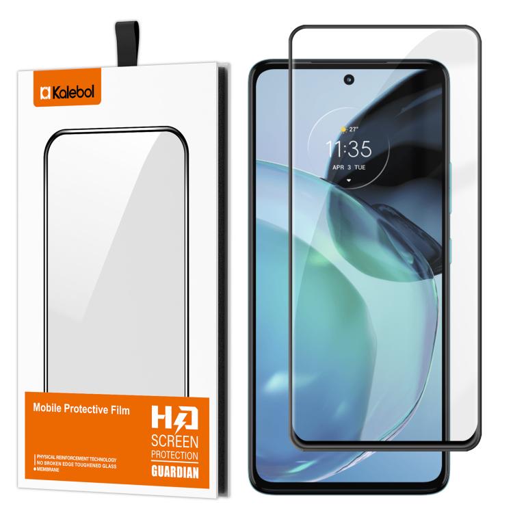 For Motorola Moto G72 Kalebol High-Aluminum Screen-Printed Full-Coverage Anti-Fingerprint Black-Bordered HD Tempered Glass Film