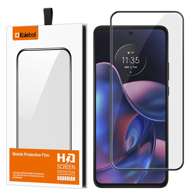 For Motorola Edge 2022 Kalebol High-Aluminum Screen-Printed Full-Coverage Anti-Fingerprint Black-Bordered HD Tempered Glass Film