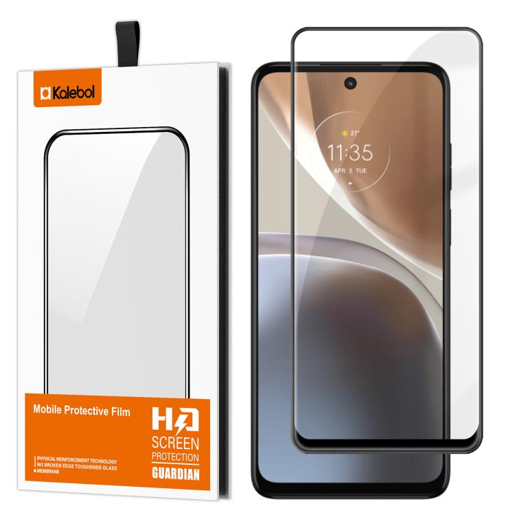For Motorola Moto G32 Kalebol High-Aluminum Screen-Printed Full-Coverage Anti-Fingerprint Black-Bordered HD Tempered Glass Film