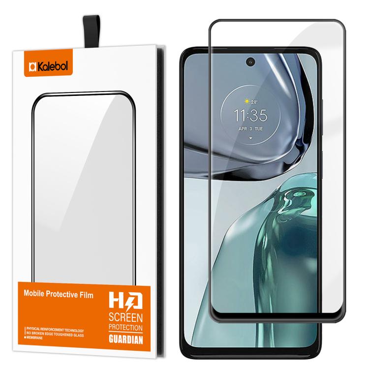 For Motorola Moto G62 5G Kalebol High-Aluminum Screen-Printed Full-Coverage Anti-Fingerprint Black-Bordered HD Tempered Glass Film