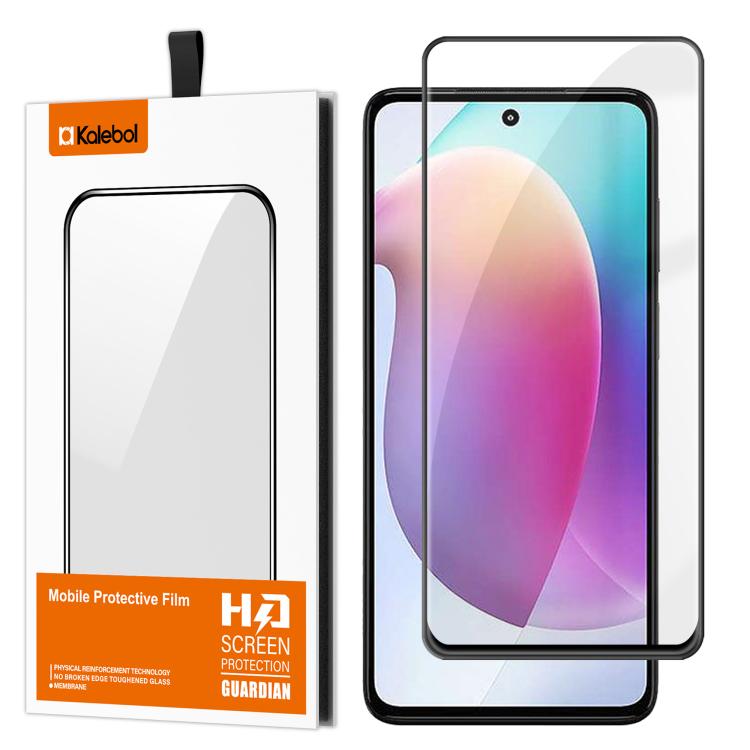 For Motorola Moto G71s Kalebol High-Aluminum Screen-Printed Full-Coverage Anti-Fingerprint Black-Bordered HD Tempered Glass Film