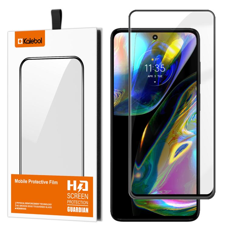 For Motorola Moto G82 Kalebol High-Aluminum Screen-Printed Full-Coverage Anti-Fingerprint Black-Bordered HD Tempered Glass Film