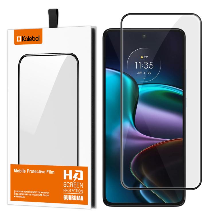 For Motorola Edge 30 Kalebol High-Aluminum Screen-Printed Full-Coverage Anti-Fingerprint Black-Bordered HD Tempered Glass Film