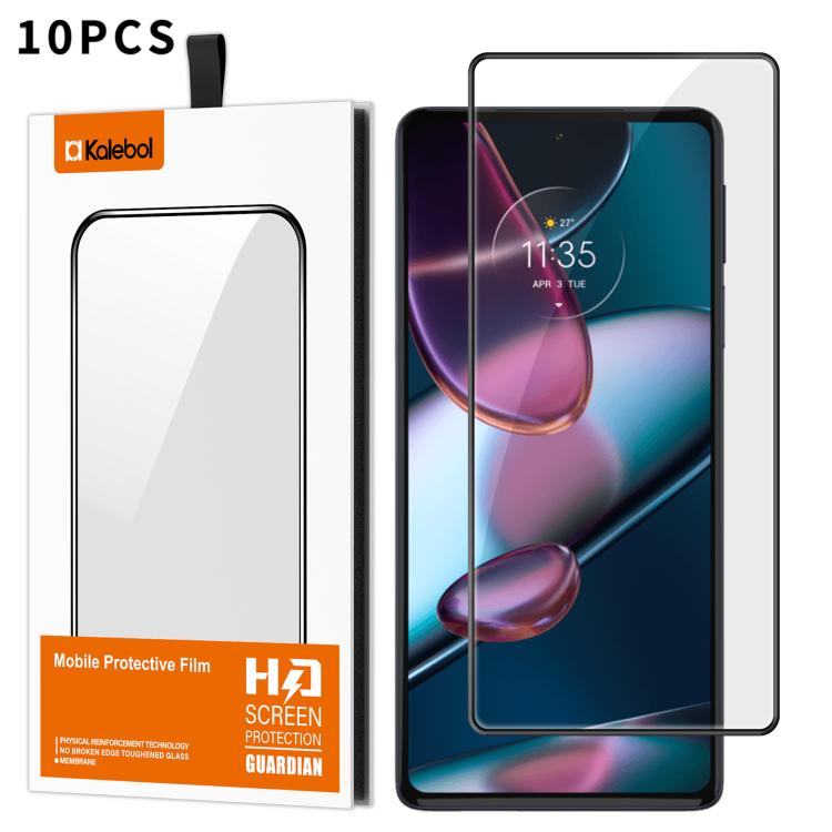 For Motorola Edge 30 Pro Kalebol High-Aluminum Screen-Printed Full-Coverage Anti-Fingerprint Black-Bordered HD Tempered Glass Film