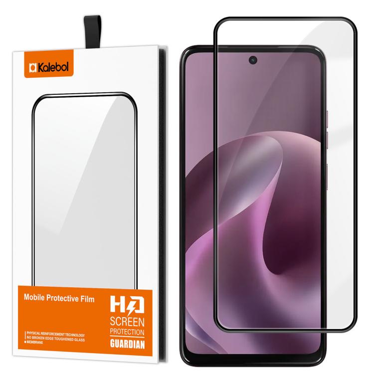 For Motorola Moto G17 4G Kalebol High-Aluminum Screen-Printed Full-Coverage Anti-Fingerprint Black-Bordered HD Tempered Glass Film