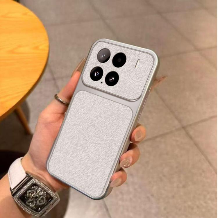 For Xiaomi 15 Large Window Leather Textured Coated TPU Phone Case - White