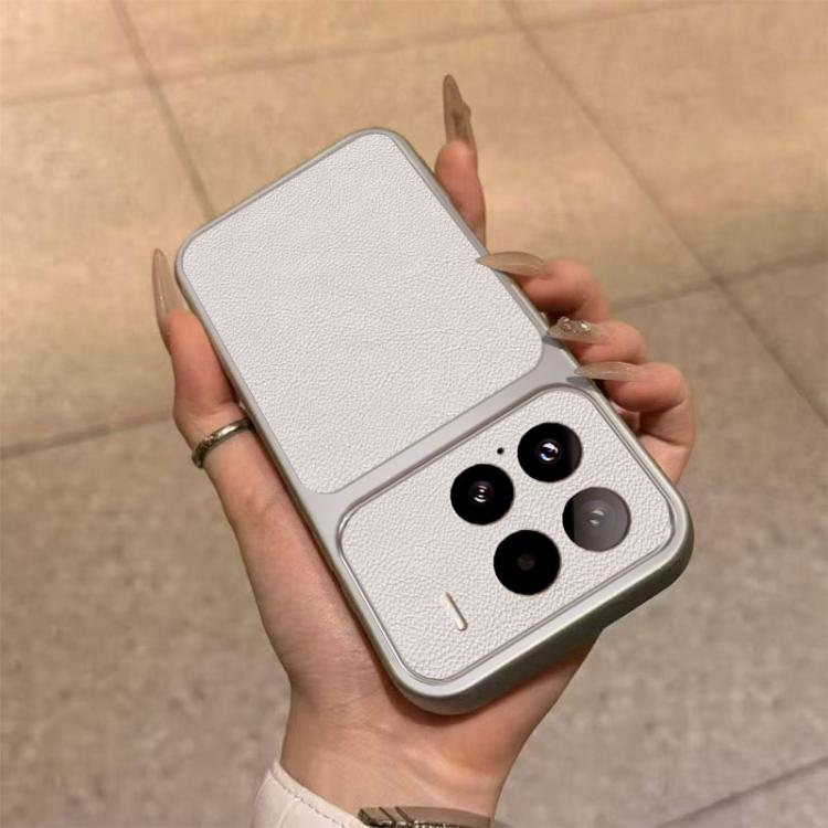 For Xiaomi 15 Large Window Leather Textured Coated TPU Phone Case - White
